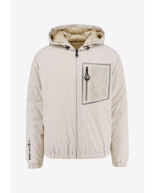 Moncler Natural Logo-Printed Zip-Up Jacket for men