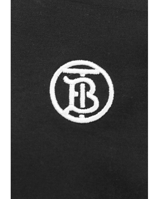 Burberry Black Logo-Embroidered Crewneck T-Shirt for men