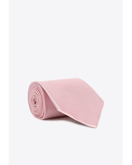 Tom Ford Pink Silk Logo-Embroidered Woven Tie for men