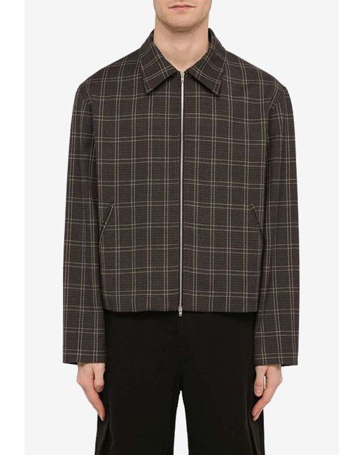 Our Legacy Gray Checkered Zip-Up Jacket for men