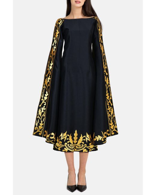 Rue15 Black Her Majesty Embroidered Kaftan With Flared Sleeves