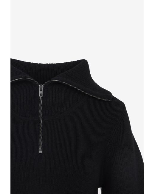 Lemaire Blue Half-Zip Wool Sweater