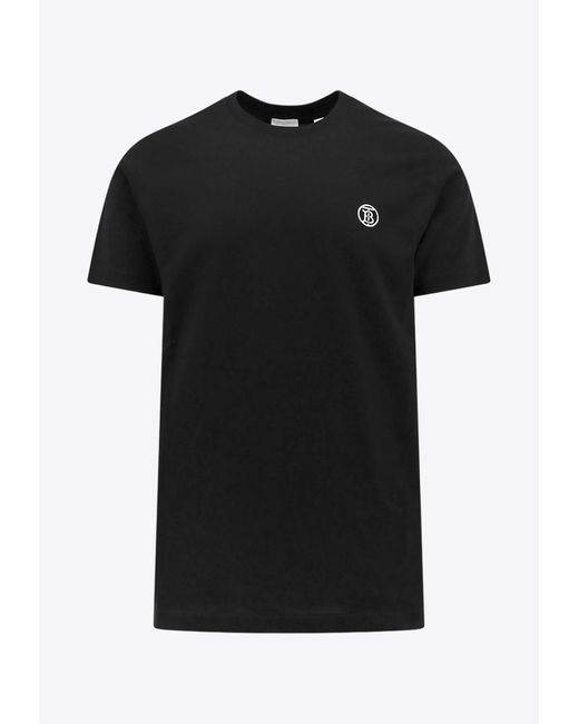 Burberry Black Logo-Embroidered Crewneck T-Shirt for men