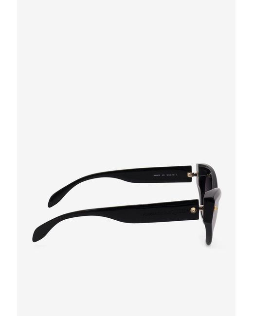 McQueen Black Stud Cat-Eye Sunglasses