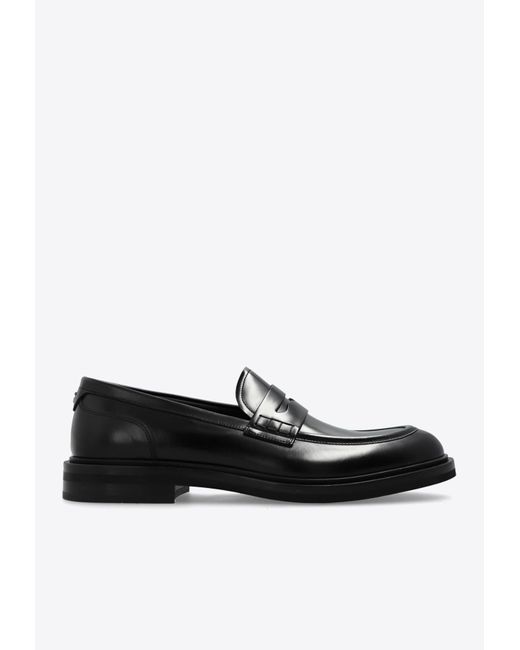 Dolce & Gabbana Black Altavilla Brushed Leather Loafers for men