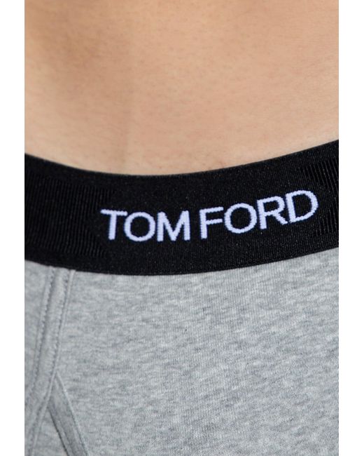 Tom Ford Gray Logo Jacquard Stretch Briefs for men