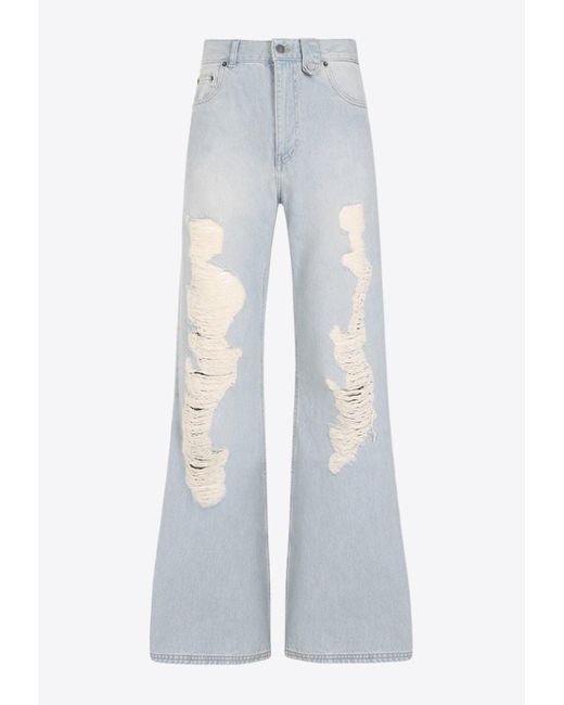 Egonlab White Distressed Flared Jeans for men