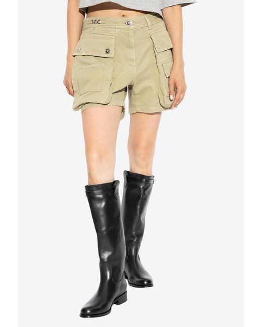 Versace Natural Cargo Denim Mini Shorts