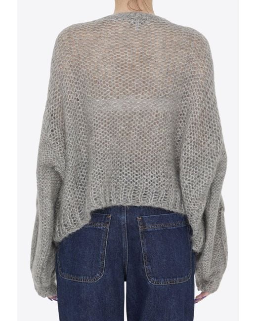 Loewe Gray Anagram Mohair-Blend Knitted Sweater