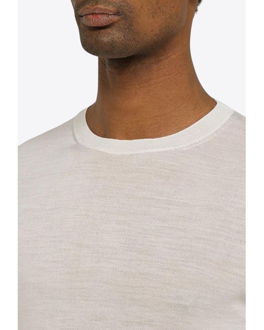 Zegna White Minimalist Essential Sweater for men
