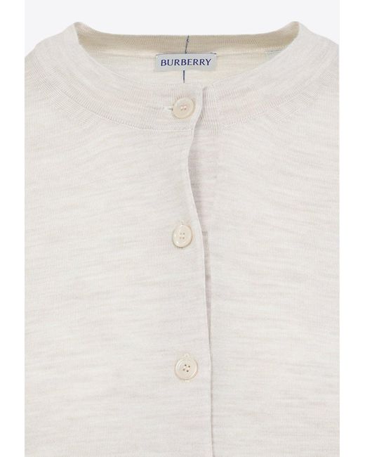 Burberry White B Shield Embroidered Wool Sweater