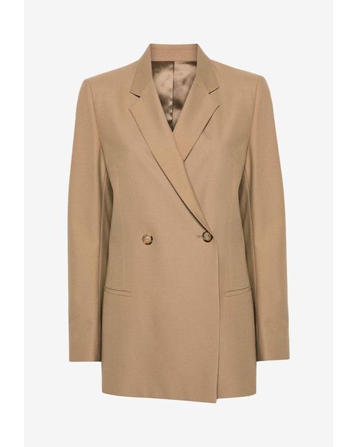 Totême  Natural Double-Breasted Wool Blazer