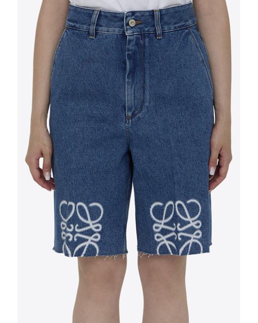 【LOEWE】 Anagram denim Bermuda shorts Anagram denim Bermuda shorts in blue - Loewe | Mytheresa