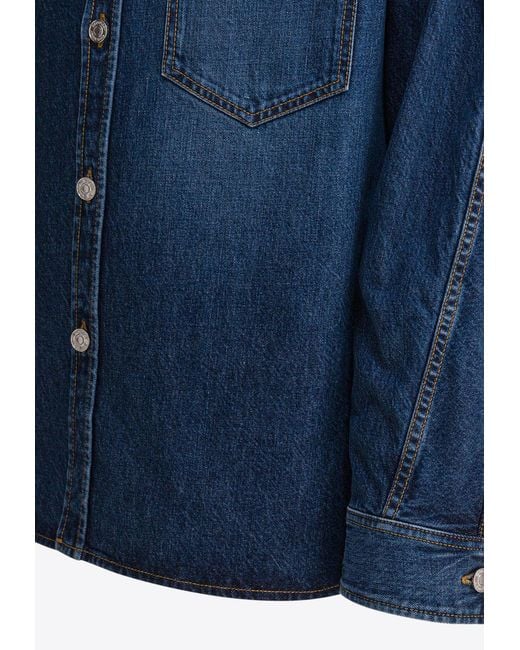 Givenchy Blue Logo Patch Denim Overshirt for men