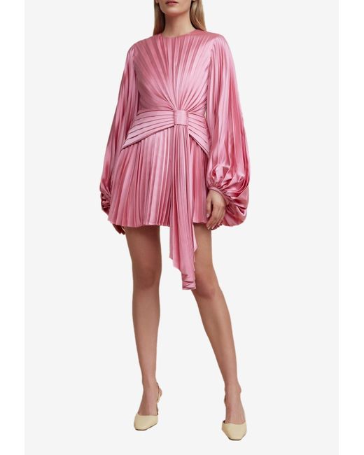 Acler Ashcroft Pleated Mini Dress in Pink | Lyst