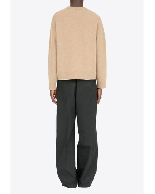 Maison Margiela Natural Crewneck Wool Sweater for men