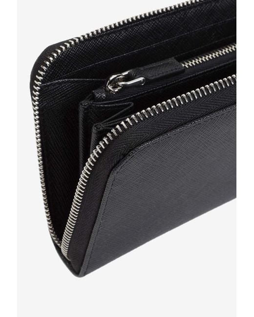 Prada White Triangle Logo Zip-Around Wallet for men