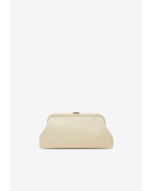 Jimmy Choo Natural Skylar Smooth Leather Clutch Bag