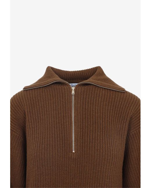 Max Mara Brown Nadar Half-Zip Sweater