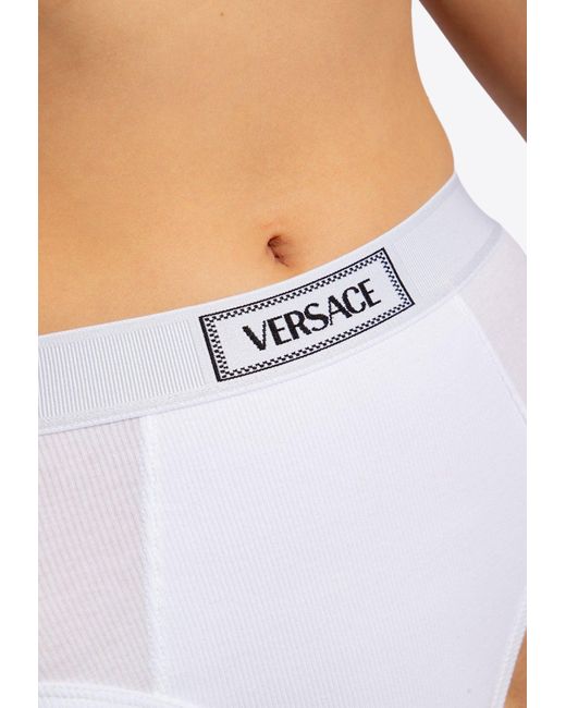 Versace White Logo-Embroidered Briefs