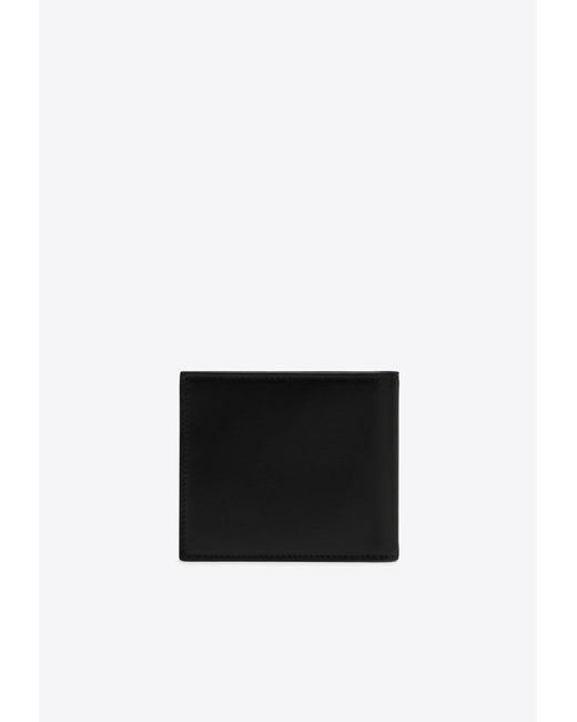 Dolce & Gabbana Black Logo-Printed Leather Bi-Fold Wallet for men
