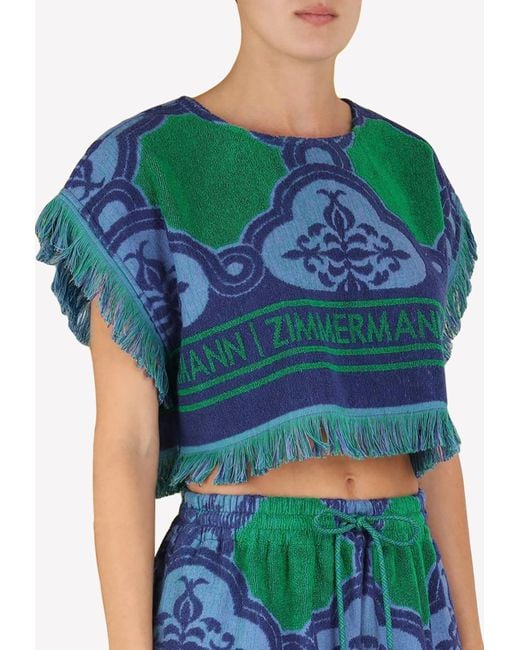 Zimmermann Green Tiggy Terry Cropped Top