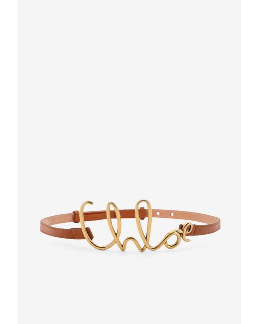 Chloé White Iconic Logo Leather Belt