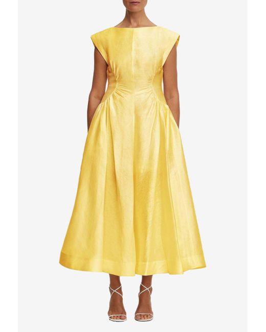 Acler Yellow Emery Midi Dress