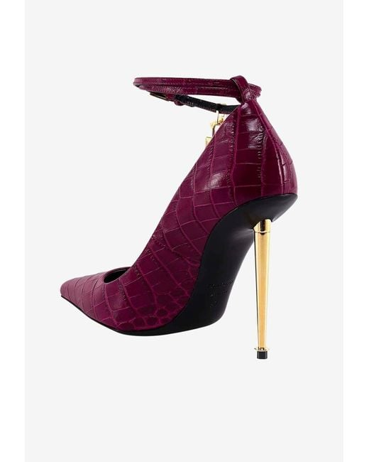 Tom Ford Purple 110 Padlock Pointed Toe Pumps