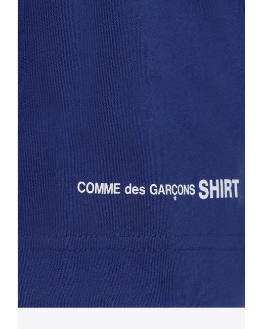 Comme des Garçons Blue Logo-Printed Crewneck T-Shirt for men