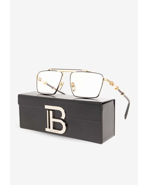 Balmain White Rectangular Optical Glasses for men