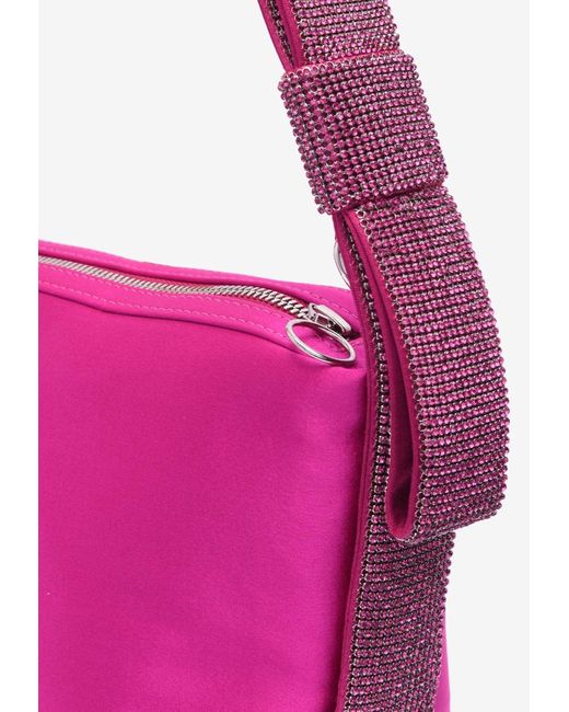 Kara Pink Crystal Bow Satin Shoulder Bag