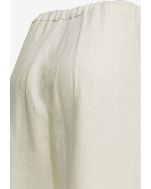 Max Mara White Amedea Elasticated Linen Pants