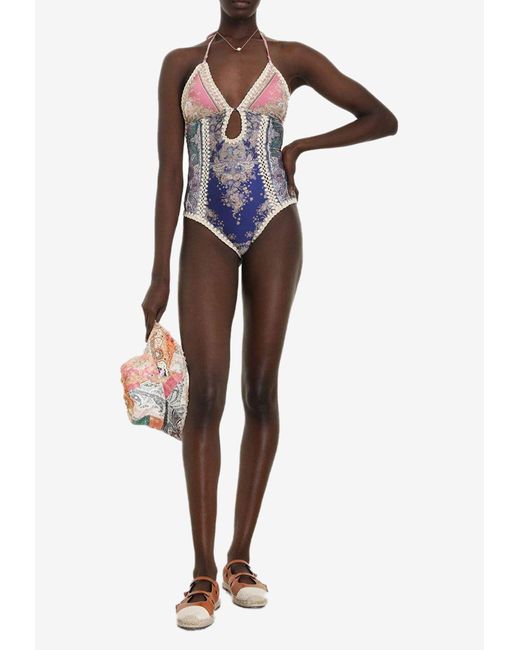 Zimmermann Synthetic Anneke Keyhole Crochet Onepiece Swimsuit Lyst UK