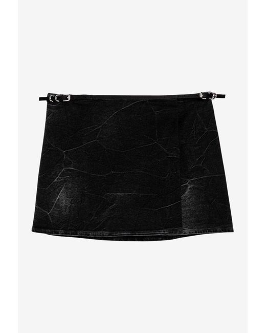 Givenchy Black Voyou Denim Mini Wrap Skirt