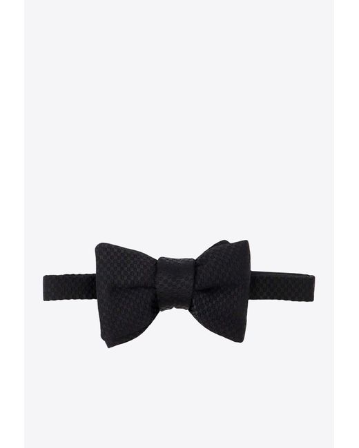 Tom Ford Black Honeycomb Satin Bow Tie for men