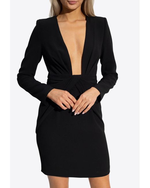 Emporio Armani Black Plunging Neckline Mini Dress