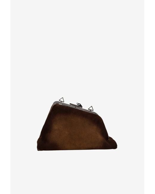 The Attico Brown Day Off Suede Shoulder Bag