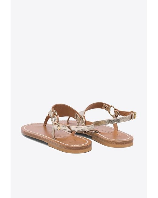 K. Jacques White Ankle-Strap Leather Sandals