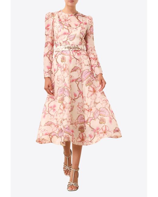 Zimmermann Pink Matchmaker Floral Midi Dress