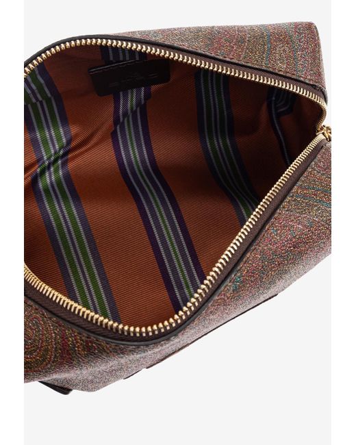 Etro Brown Small Arnica Paisley Jacquard Toiletry Bag for men