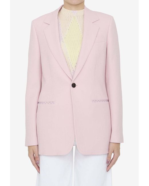 Burberry Pink Single-Breasted Wool Blazer