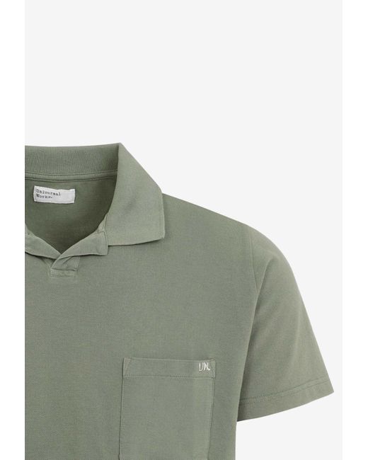Universal Works Green Vacation Short-Sleeved Polo T-Shirt for men