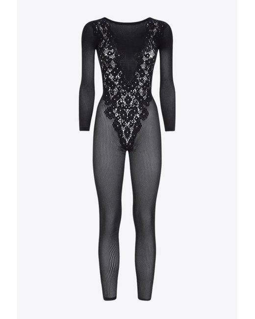 Wolford Black Flower Lace Jumpsuit