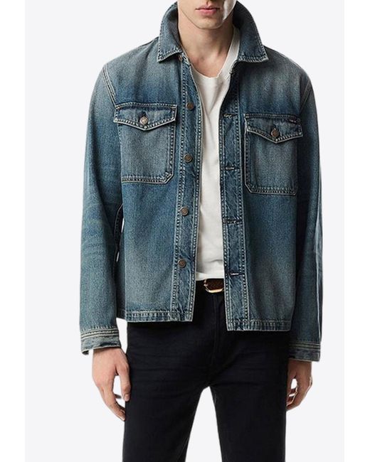 Tom Ford Blue Washed Denim Jacket for men