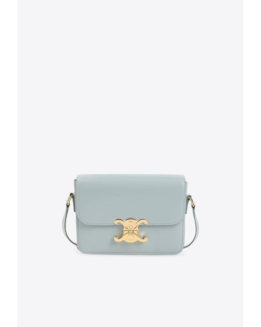 Céline Blue Teen Triomphe Calf Leather Shoulder Bag