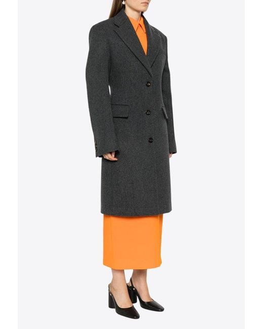 Miu Miu Black Single-Breasted Wool Coat