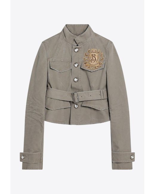 Burberry White B Shield Emblem Canvas Jacket