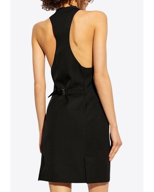 DSquared² Black V-Neck Wool Mini Dress