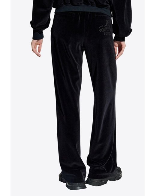 Dolce & Gabbana Black Dg Logo Velvet Pants